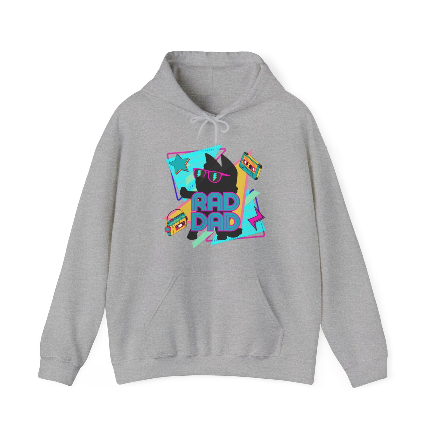 Rad Dad Bluey Loving Dad Inspired 80's Throwback Unisex Heavy Blend™ Hooded Sweatshirt