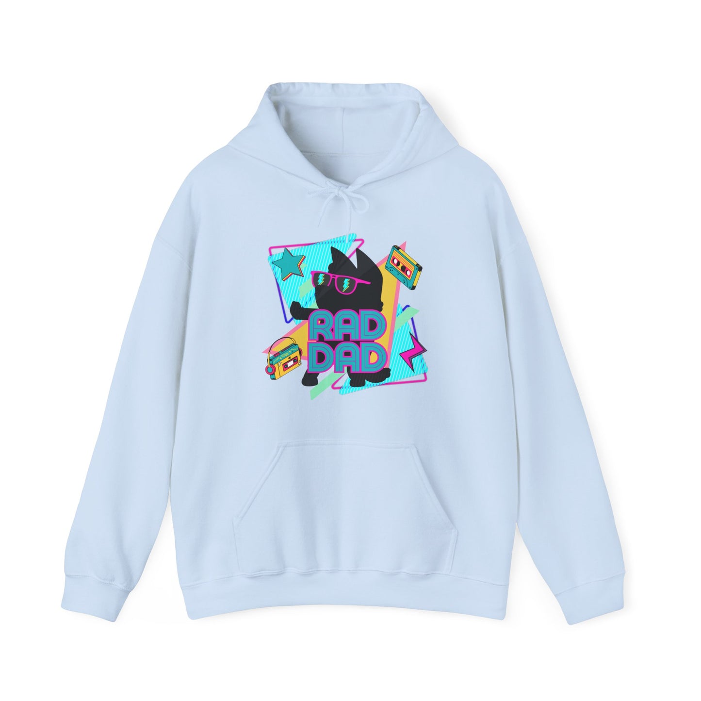 Rad Dad Bluey Loving Dad Inspired 80's Throwback Unisex Heavy Blend™ Hooded Sweatshirt