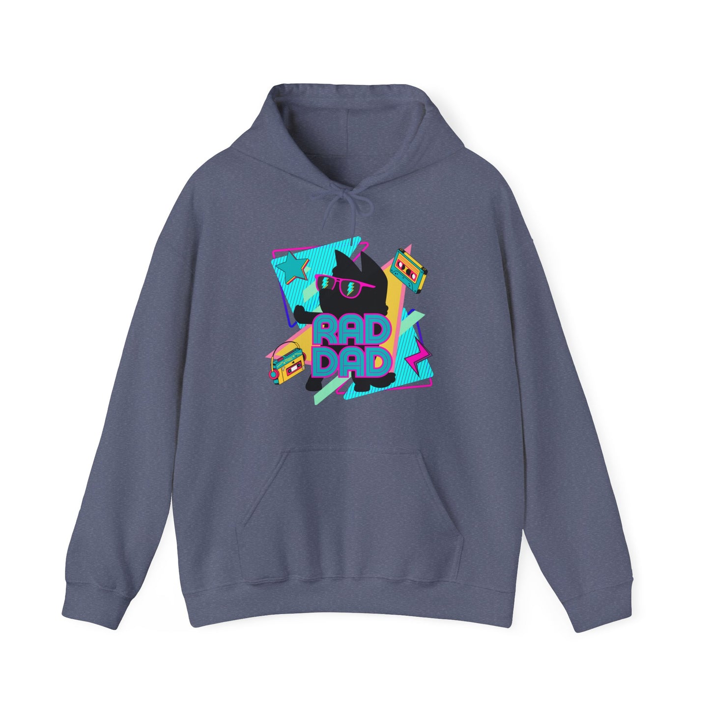 Rad Dad Bluey Loving Dad Inspired 80's Throwback Unisex Heavy Blend™ Hooded Sweatshirt