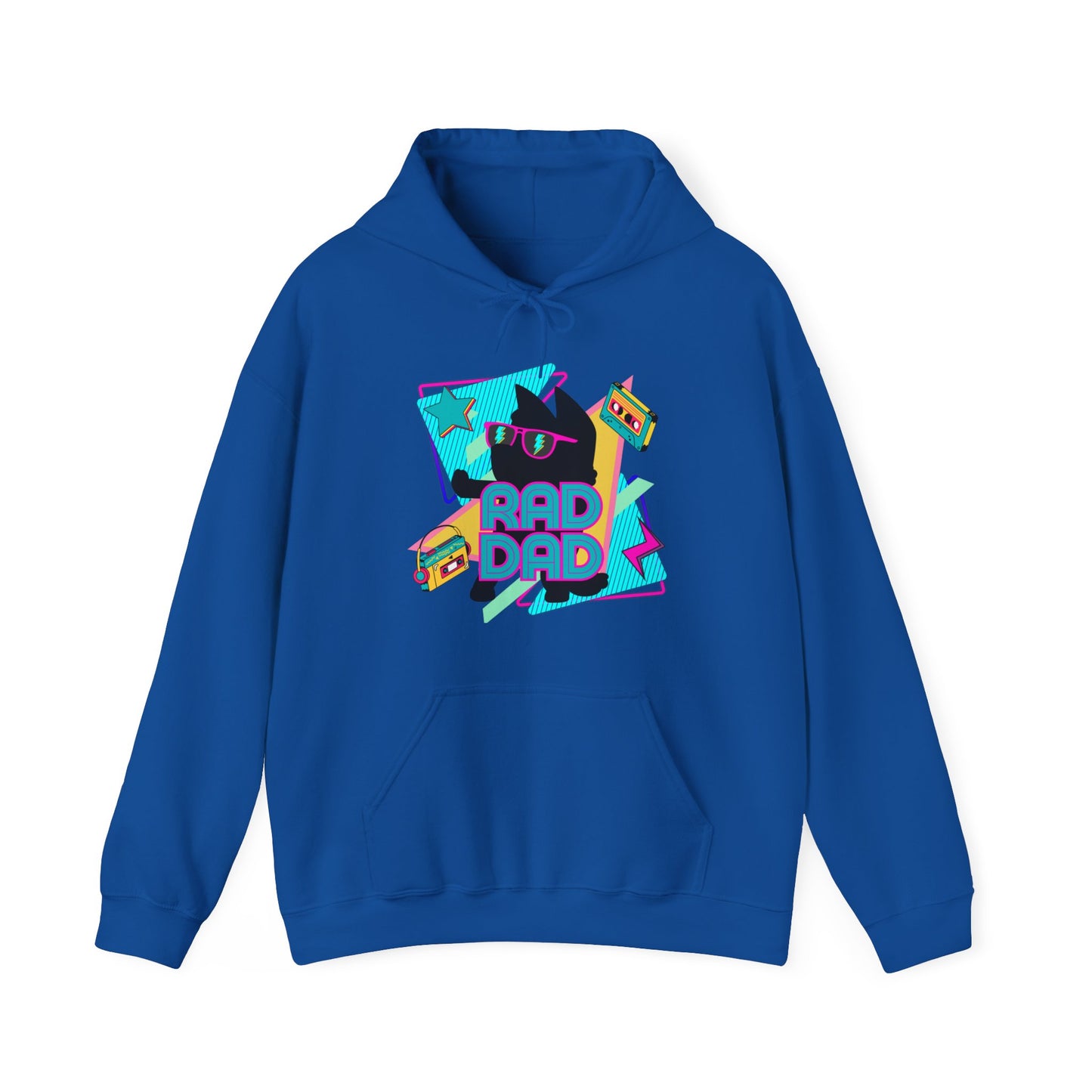 Rad Dad Bluey Loving Dad Inspired 80's Throwback Unisex Heavy Blend™ Hooded Sweatshirt