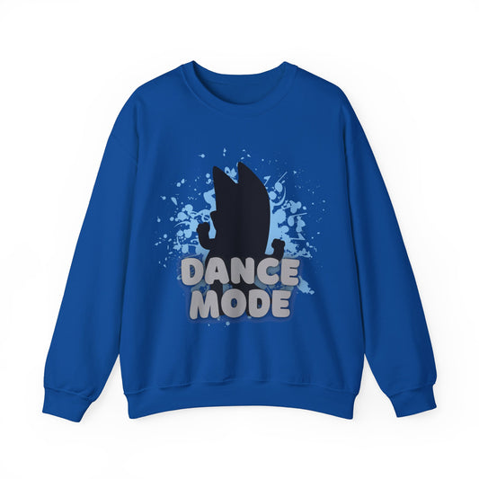 Dance Mode Bluey Mom Inspired Dancing Dog Unisex Fit Heavy Blend™ Crewneck Bluey Mom Sweatshirt