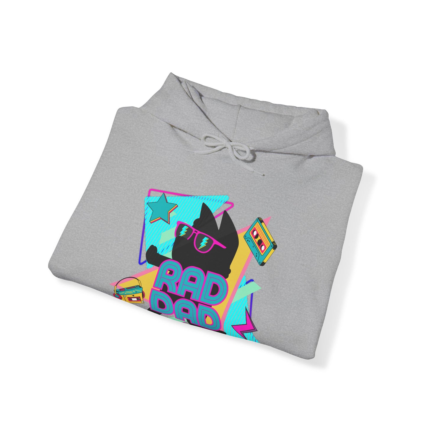 Rad Dad Bluey Loving Dad Inspired 80's Throwback Unisex Heavy Blend™ Hooded Sweatshirt