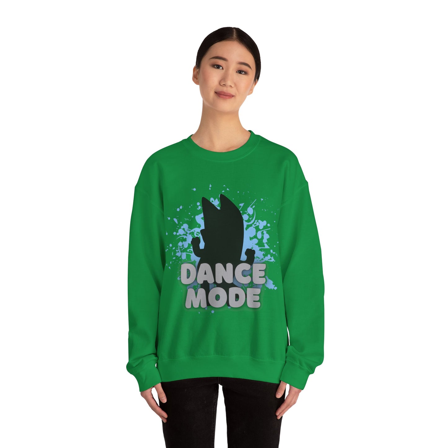 Dance Mode Bluey Mom Inspired Dancing Dog Unisex Fit Heavy Blend™ Crewneck Bluey Mom Sweatshirt