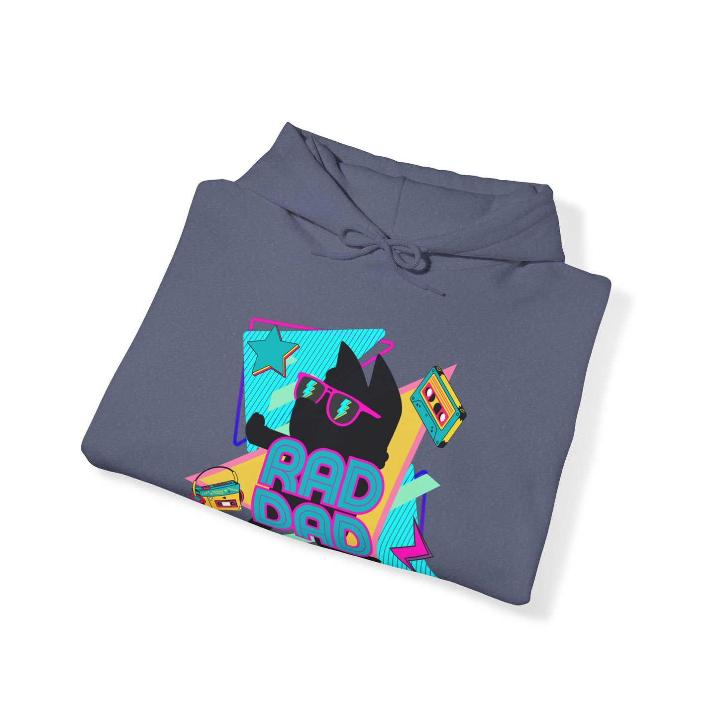 Rad Dad Bluey Loving Dad Inspired 80's Throwback Unisex Heavy Blend™ Hooded Sweatshirt